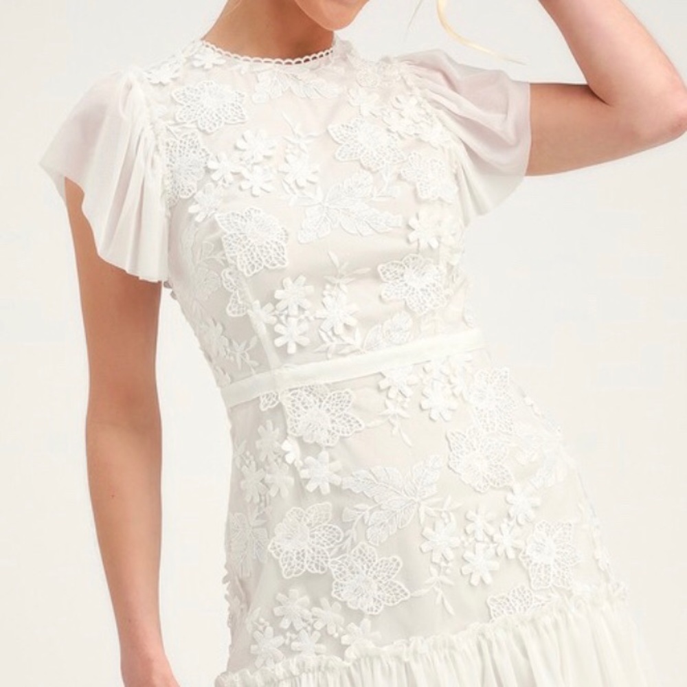 RYSE Ivy White Ruffled Mini Dress